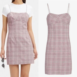 Intermix Roslyn Plaid Mini Dress Pink Purple Size 4